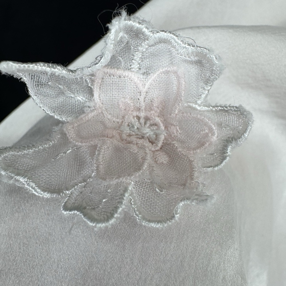 Vtg Silk Midi Dress L Cottage Prairie Romantic Regency Coquette Angel Edwardian - Picture 4 of 11